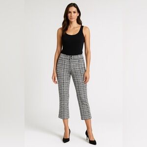 89th & Madison Abstract Print Cropped Pants Black White Size 6P Stretch